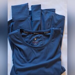 Spyder Unisex Blue Crew Neck Thumbhole Long Sleeve Activewear Shirt Size XL